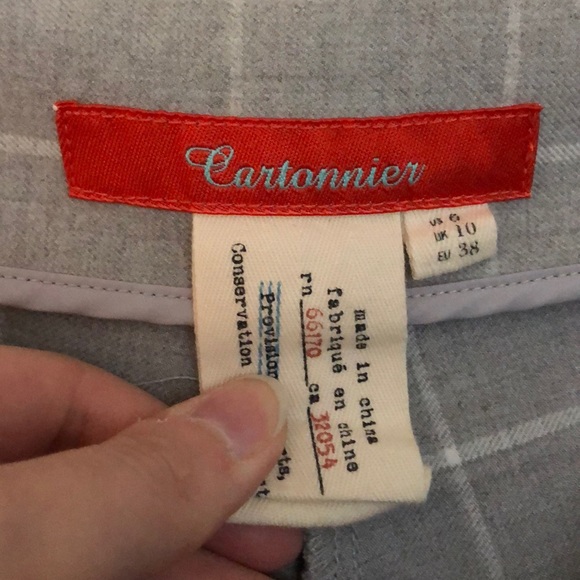 Cartonnier/ Anthropologie Gray Windowpane Pants - Picture 4 of 5